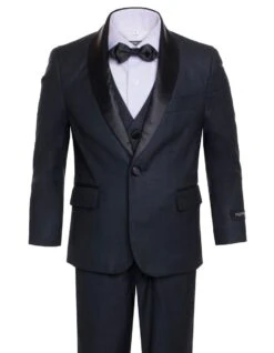 Boy Vested Shawl Collar Tuxedos In Navy