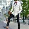 Ivory Double Breasted Slim Fit Tuxedo Dinner Jacket - Cream Dinner Jacket - Off White