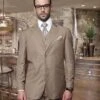 Mens Classic 3pc Two Button Solid Bronze Super 150's Extra Fine Italian Fabric Suit -Alberto Nardoni Shop Bronze Suit