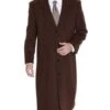Mens Overcoat -Mens Long Wool Topcoats- Topcoat For Men-Men's Dress Coat 3 Buttons Brown Full Length %65 Wool Blend Overcoat Top Coat