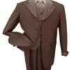 Mens Vested Shiny Sharkskin Pinstripe Fashion Zoot Brown Suit -Alberto Nardoni Shop Brown Suit
