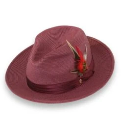 Tapa Crushable Straw Hat Fedora In Burgundy