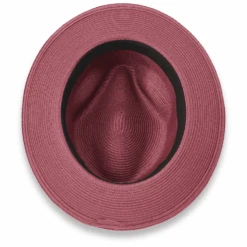 Tapa Crushable Straw Hat Fedora In Burgundy -Alberto Nardoni Shop Burgundy.3