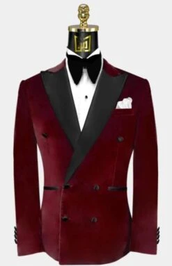 Double Breasted Tuxedo - Velvet Tuxedo Dinner Jacket In Black - Navy - Emerald Green - Burgundy