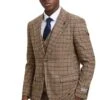 Plaid Suit - Windowpane Suit - Checkered Suit - Mens Vested Camel Suit