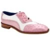 Men's Belvedere Sesto Italian Calf & Ostrich Quill Wingtip Dress Shoe In Pink & White -Alberto Nardoni Shop COGNAC0