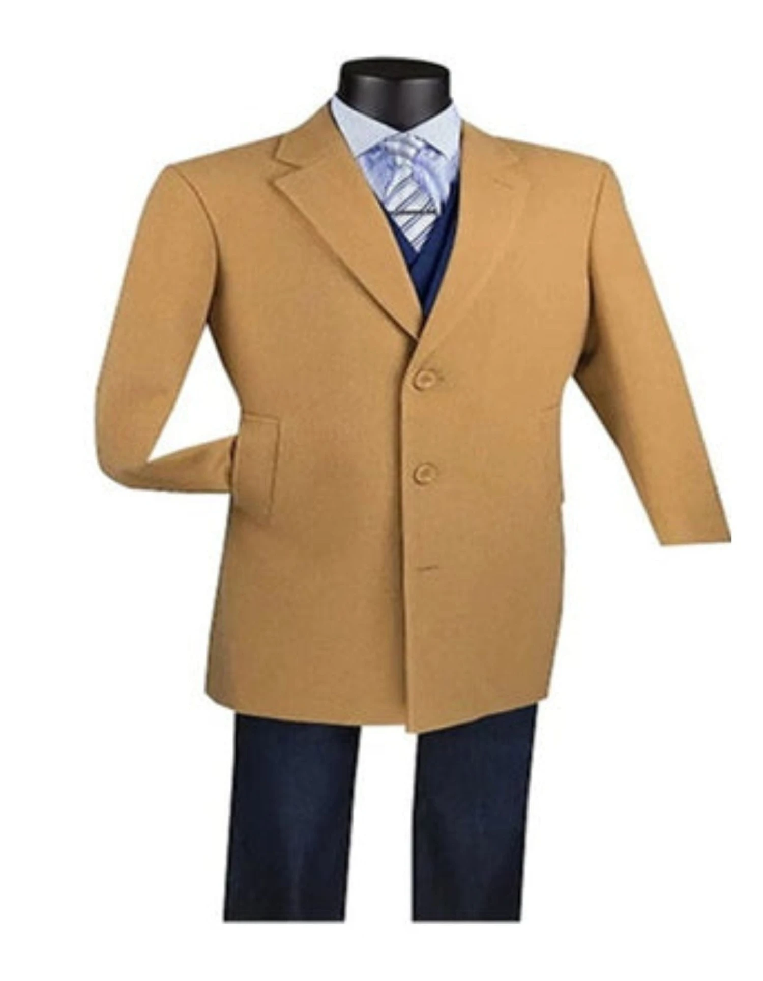 "Wool & Cashmere Men's Overcoat - Full Length In Camel" 1 "Wool & Cashmere Men's Overcoat - Full Length In Camel"