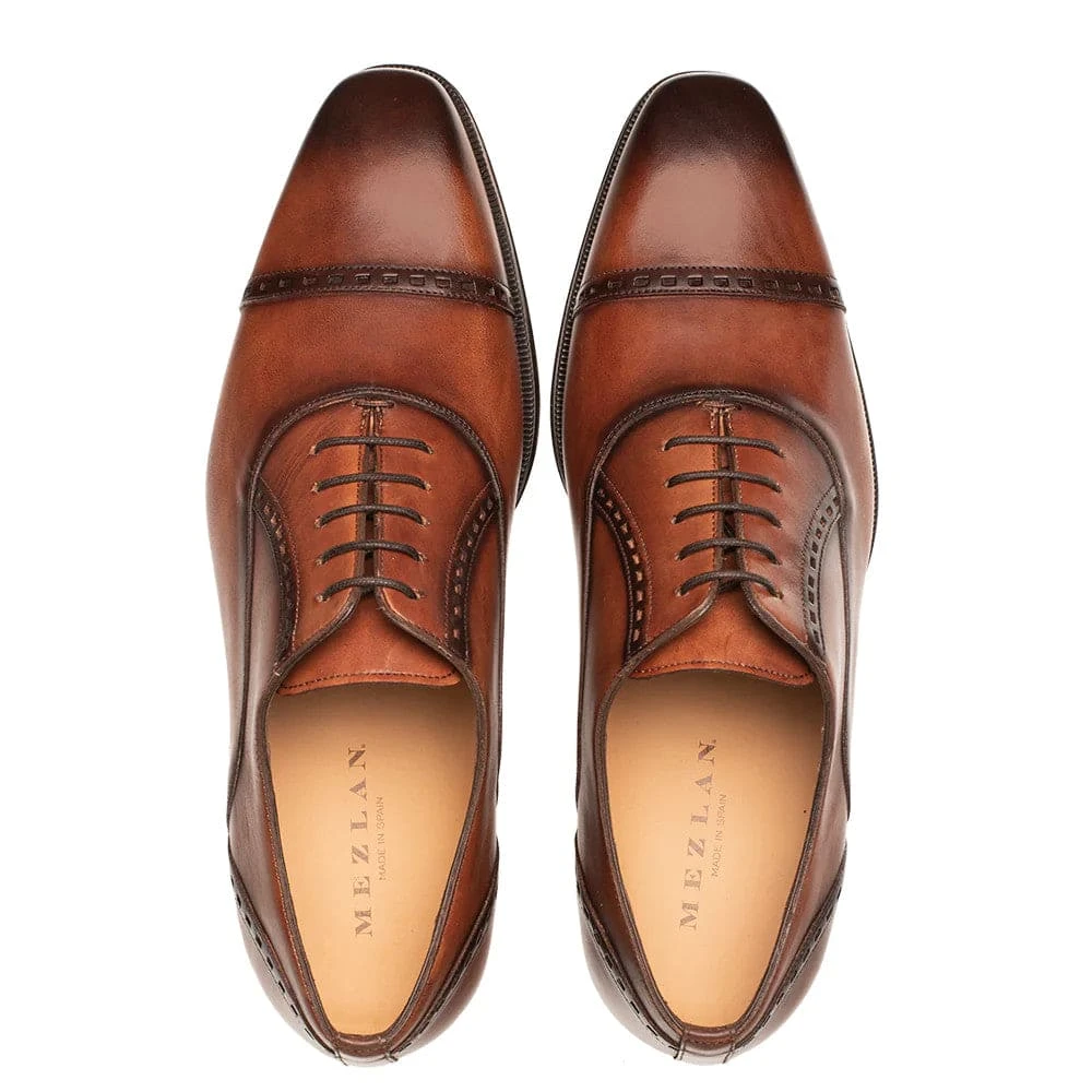 Amaro Cognac Leather Cap Toe Oxford Shoes For Men By Mezlan – Italian Calfskin Dress Shoes Made In Spain 7 Amaro Cognac Leather Cap Toe Oxford Shoes For Men By Mezlan – Italian Calfskin Dress Shoes Made In Spain - Image 7