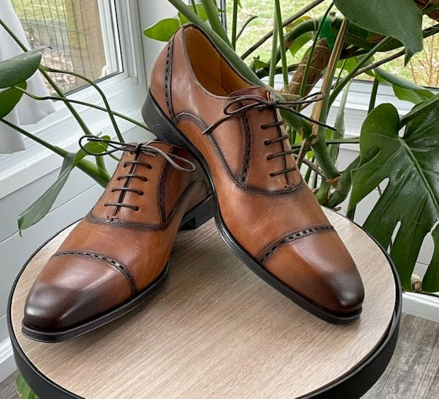 Amaro Cognac Leather Cap Toe Oxford Shoes For Men By Mezlan – Italian Calfskin Dress Shoes Made In Spain 8 Amaro Cognac Leather Cap Toe Oxford Shoes For Men By Mezlan – Italian Calfskin Dress Shoes Made In Spain - Image 8
