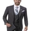 Great Gatsby Guy Costumes - Charcoal Suit With Double Breasted Vest -Alberto Nardoni Shop Charcoal Suits