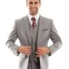 Grey Wool Modern Fit 3 Piece2 Button Suit