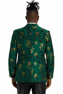 Men's Slim Fit Hunter Green And Gold Paisley Prom And Wedding Tuxedo Jacket -Alberto Nardoni Shop ChatGPT Image Jul 2 2025 02 43 58 PM