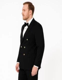 Men’s Black Double-Breasted Tuxedo – Classic Shawl Lapel Suit With Gold Buttons For Weddings, Galas, And Black Tie Events 5 Men’s Black Double-Breasted Tuxedo – Classic Shawl Lapel Suit With Gold Buttons For Weddings, Galas, And Black Tie Events -Alberto Nardoni Shop ClassicShawlLapelSuitwithGoldButtonsforWeddings Galas andBlackTieEvents