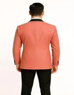 Men’s Coral Pink Tuxedo Jacket With Black Satin Shawl Lapel Velvet Fabric – Modern Slim Fit Formal Blazer 7 Men’s Coral Pink Tuxedo Jacket With Black Satin Shawl Lapel Velvet Fabric – Modern Slim Fit Formal Blazer -Alberto Nardoni Shop CoralPink
