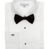 "Men's White Tuxedo Shirt Set - Regular Fit, Point Collar, Half-Inch Pleat & Bowtie" -Alberto Nardoni Shop DS3004T