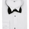 "Men's White Tuxedo Shirt Set - Regular Fit, Wing Collar, Mini Pleat & Bowtie" -Alberto Nardoni Shop DS3005T WHITE