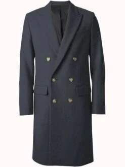 Mens Black Overcoat - Black Double Breasted Overcoat - Full Length Dark Grey Topcoat In Australian Wool Fabric In 7 Colors