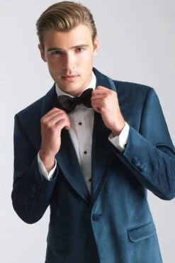 Velvet Blazer - Mens Blazer - Dinner Jacket + 'Venice' Deep Aqua Velvet Dinner Jacket - Separates -Alberto Nardoni Shop Deep Aqua Velvet Blazer