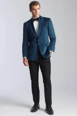 Velvet Blazer - Mens Blazer - Dinner Jacket + 'Venice' Deep Aqua Velvet Dinner Jacket - Separates