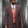 Statement Confidence Designer Suit - Copper - Orange - Super 150's Wool Suit 1 Button Peak Lapel Double Breasted Vest Rust ColorPerfect Fro Church