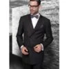 Double Breasted Pinstripe Suit - Statement Confidence Black Double Breasted Pinstripe Men's Wool Italian Design Suit