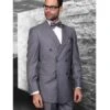 Double Breasted Pinstripe Suit - Statement Confidence Charcoal Grey Double Breasted Pinstripe Men's Italian Design Suit - Color: Dark Grey Suit
