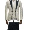 Ivory Tuxedo - Cream Wedding Suit- Off White Groom Peak LapelSuit -Alberto Nardoni Shop Double Breast4