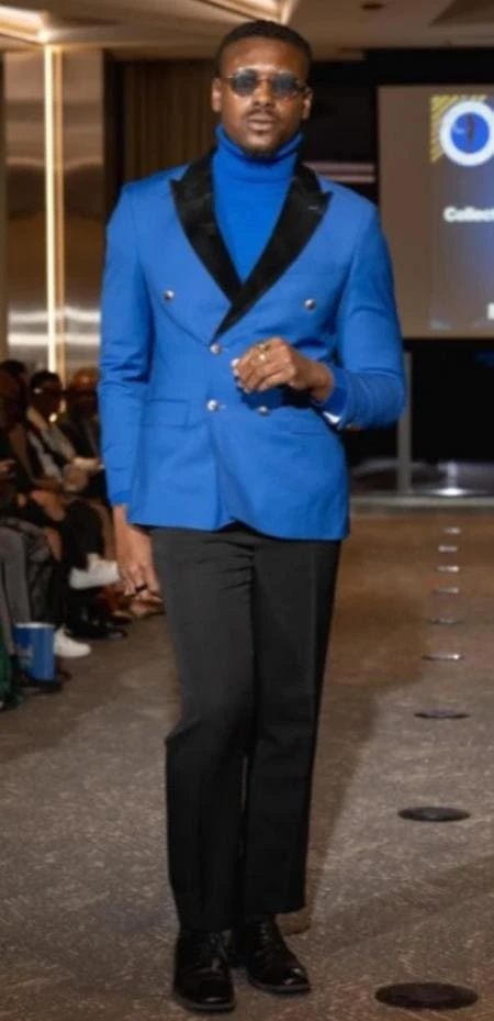 Double Breasted Tuxedo With Gold Buttons Black Lapel Perfect For Wedding Or Prom Royal Blue 1 Double Breasted Tuxedo With Gold Buttons Black Lapel Perfect For Wedding Or Prom Royal Blue