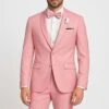 Dusty Rose Pink Tuxedo For Men – One Button Satin Lapel Wedding Prom Suit With Bow Tie -Alberto Nardoni Shop Dusty Rose Pink Tuxedo for Men