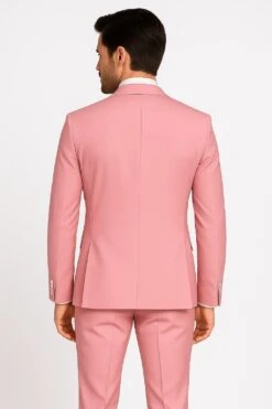 Dusty Rose Pink Tuxedo For Men – One Button Satin Lapel Wedding Prom Suit With Bow Tie -Alberto Nardoni Shop Dusty Rose Pink Tuxedo for Mens
