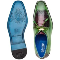 Belvedere Etore Antique Emerald Green / Wine Genuine Ostrich LegItalian Calf Shoes -Alberto Nardoni Shop ETORE ANTIQUE EMERALD WINE 1 02