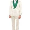 Dark Green Tuxedo - Men's Slim Fit Double Breasted Paisley Smoking Jacket Prom & Wedding Ivory And Emerald Green Tuxedo