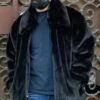 Mens Black Overcoat - Mens Faux Fur Black Faux Fur Fuzzy Jacket -Alberto Nardoni Shop Faux Fur Black