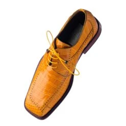 Mens Ferrini Square Toe Alligator Dress Shoe In Camel