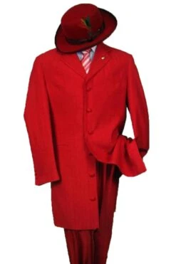 "Red Zoot Suit For Men - 2PC Classic Long Fashion"