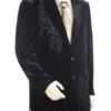 Men's Floral Embroidered Men's Velvet Suit Black Plain Peak Lapel Zoot Suit -Alberto Nardoni Shop Floral Embroidered Velvet Zoot Suit 38791