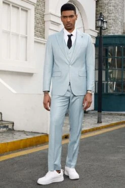 Mens Stacy Adams Suit - Stacy Adams Suit Men's Summer Suit - Sky Blue Vested Peak Lapel -Alberto Nardoni Shop G5ukuwF
