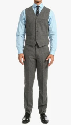 York Grey Slim Fit 3 Piece Herringbone Suit -Alberto Nardoni Shop GREY2111