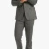 York Grey Slim Fit 3 Piece Herringbone Suit