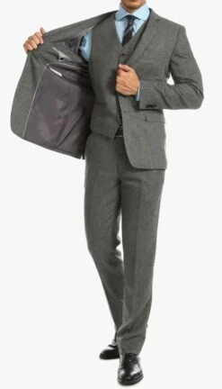 York Grey Slim Fit 3 Piece Herringbone Suit -Alberto Nardoni Shop GREY9