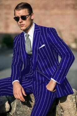 Mafia Outfit - Mobster Outfit - Italian Costume - Royal Blue Suit