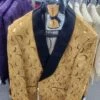 Paisley Tuxedo Dinner Jacket - Gold Mens Blazer + Bowtie - Prom Jackets