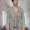 Mens Great Gatsby Costumes Tan Plaid Suit - In ColorCamel Khaki Tan Beige Color - Summer Events