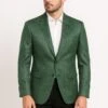 Mens Green Paisley Tuxedo Jacket – Slim Fit Embossed Formal Blazer For Weddings And Special Events In Soft Velvet Fabric With Black Pants