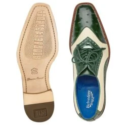 Men's Belvedere Sesto Italian Calf & Ostrich Quill Wingtip Dress Shoe In Green & White -Alberto Nardoni Shop Green1 4ec7e630 a85a 4acb bff7 032cf021b18f
