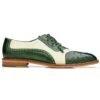 Men's Belvedere Sesto Italian Calf & Ostrich Quill Wingtip Dress Shoe In Green & White -Alberto Nardoni Shop Green45