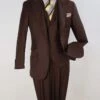 "Super 150's Merino Wool Men's Brown Vested Suit With Wide Peak Lapel" -Alberto Nardoni Shop Hffd7Xn