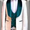 White And Hunter Prom Tuxedo - Wedding Suit - Groom Tuxedo Suit