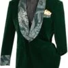 Dark Green Tuxedo - Mens Velvet Prom Smoking Jacket With Fancy Paisley Emerald Hunter Green Tuxedo -Alberto Nardoni Shop Hunter Green Glitter Tuxedo