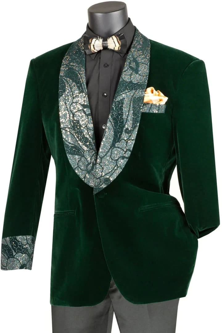 Dark Green Tuxedo - Mens Velvet Prom Smoking Jacket With Fancy Paisley Emerald Hunter Green Tuxedo 1 Dark Green Tuxedo - Mens Velvet Prom Smoking Jacket With Fancy Paisley Emerald Hunter Green Tuxedo